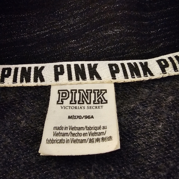 PINK Gray Long Sleeve Sweatshirt Oversized Size M - Picture 3 of 4